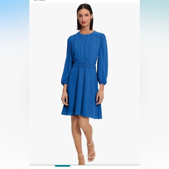 NWT Donna Morgan Women's Long Sleeve Twist Waist Dress size 14 princess blue - Picture 2 of 6